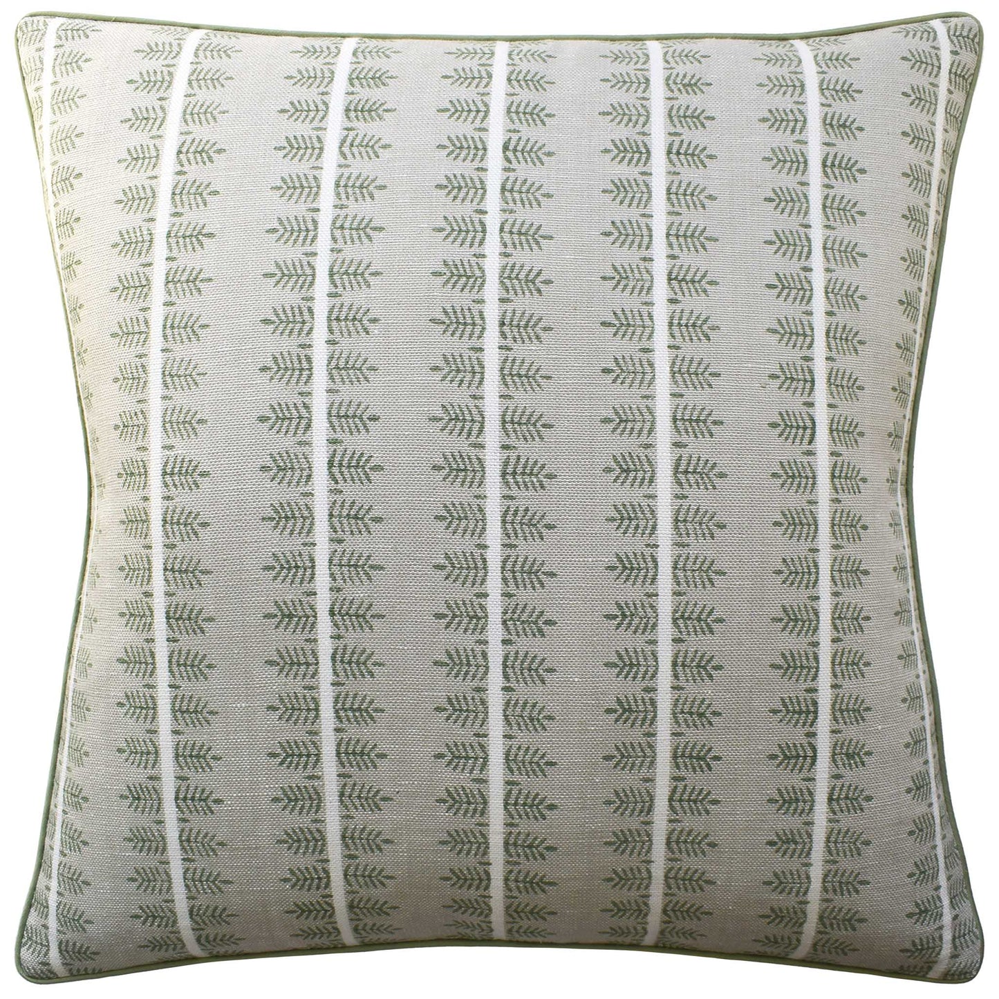 ALVA HAND BLOCK OLIVE PILLOW - PIPED