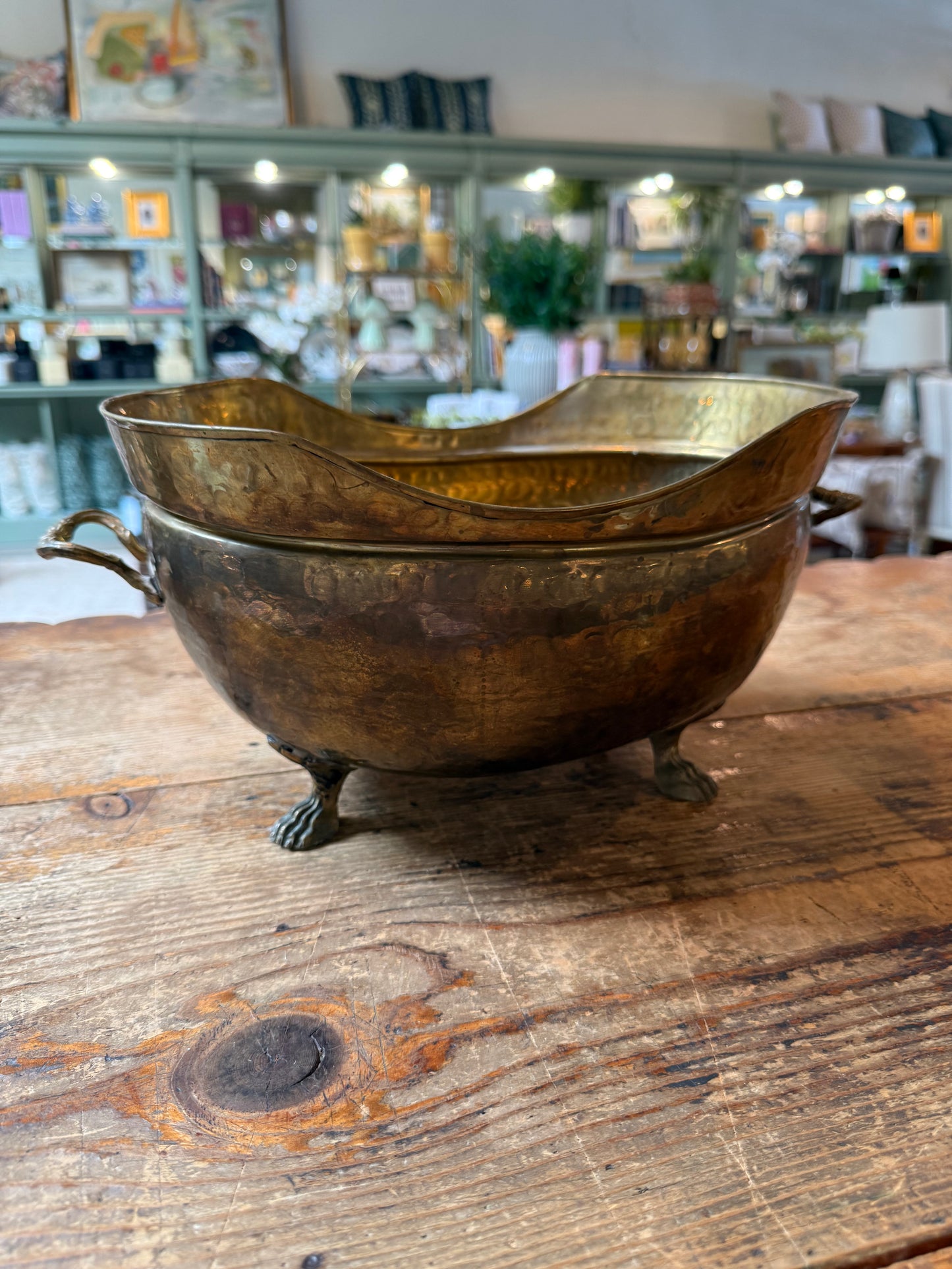 Vintage Brass Jardiniere Greenery