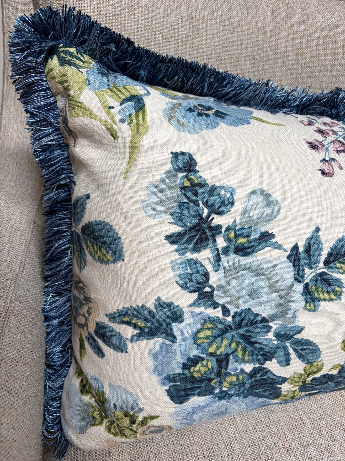 Blue Floral Lumbar Pillow