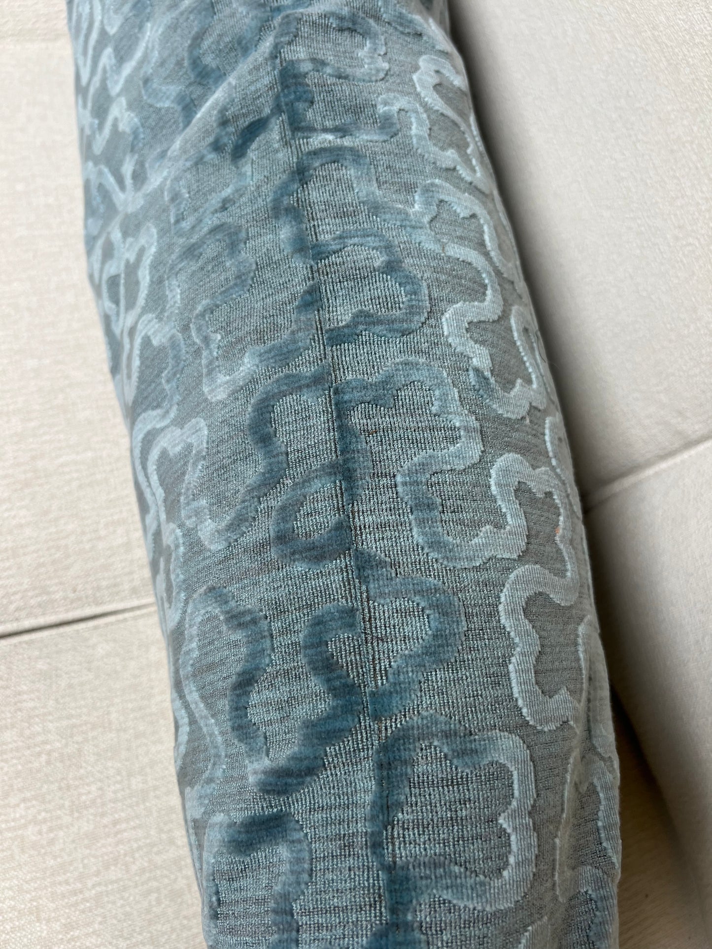Two Tone Blue Velvet Lumbar Pillow
