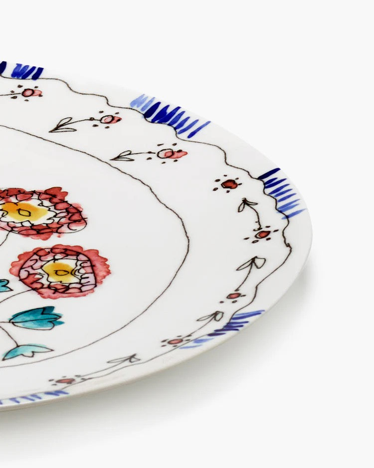 Serving Plate L Anemone Milk Midnight Flowers