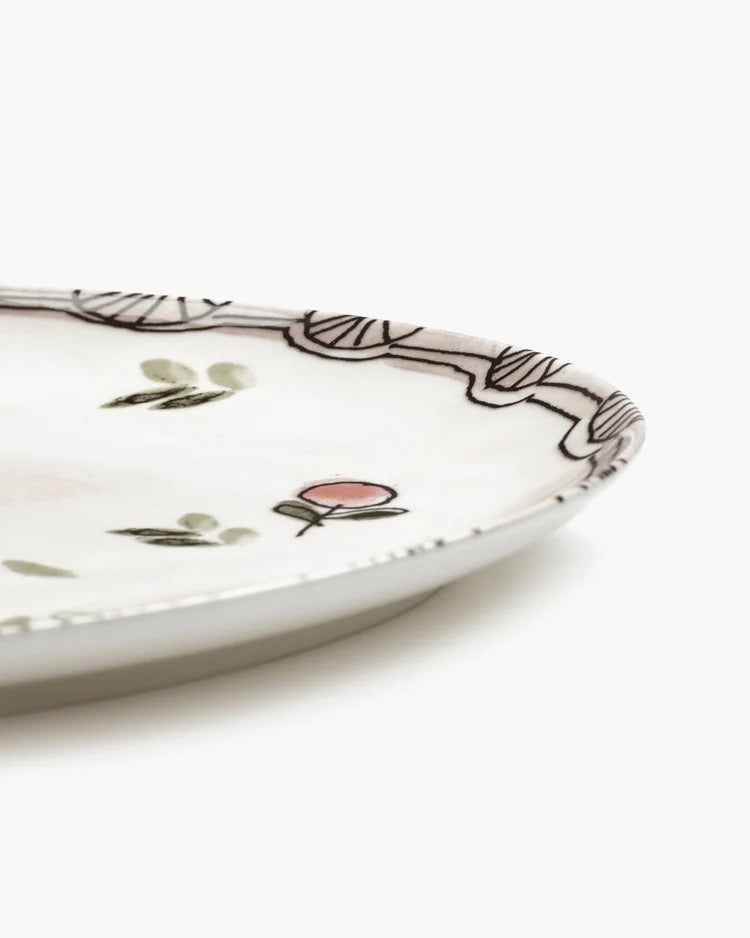 Oval Plate °2 L Mirtillo Nude Midnight Flowers