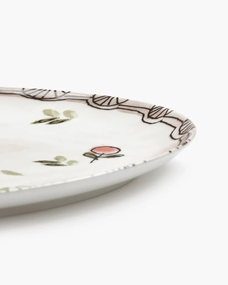 Oval Plate °2 S Mirtillo Nude Midnight Flowers