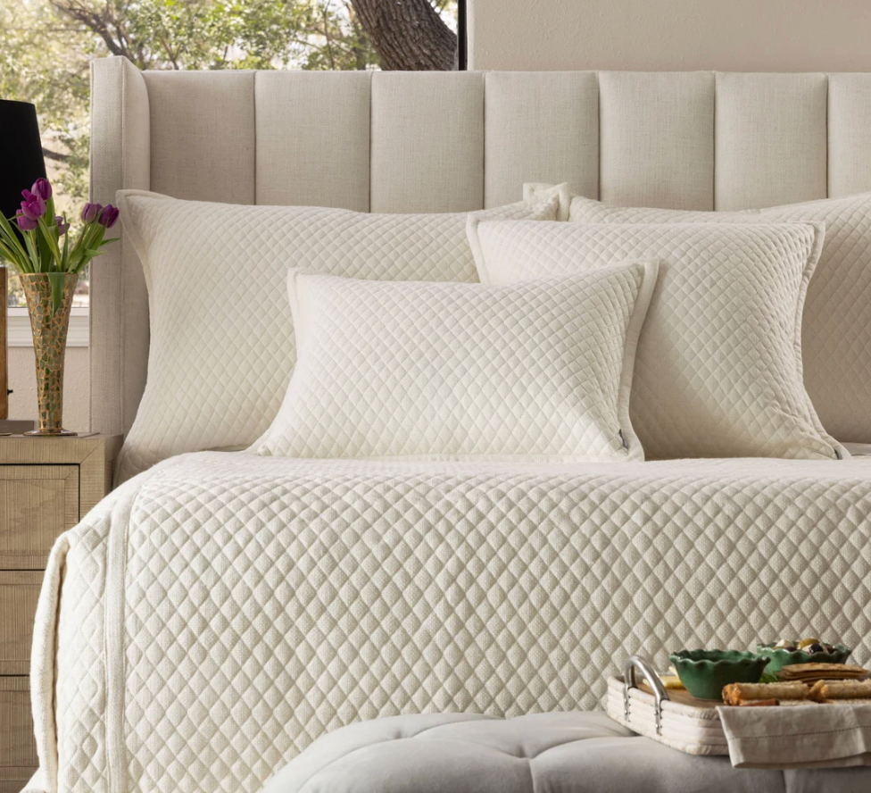 Laurie Quilted Coverlet Ivory Basketweave King