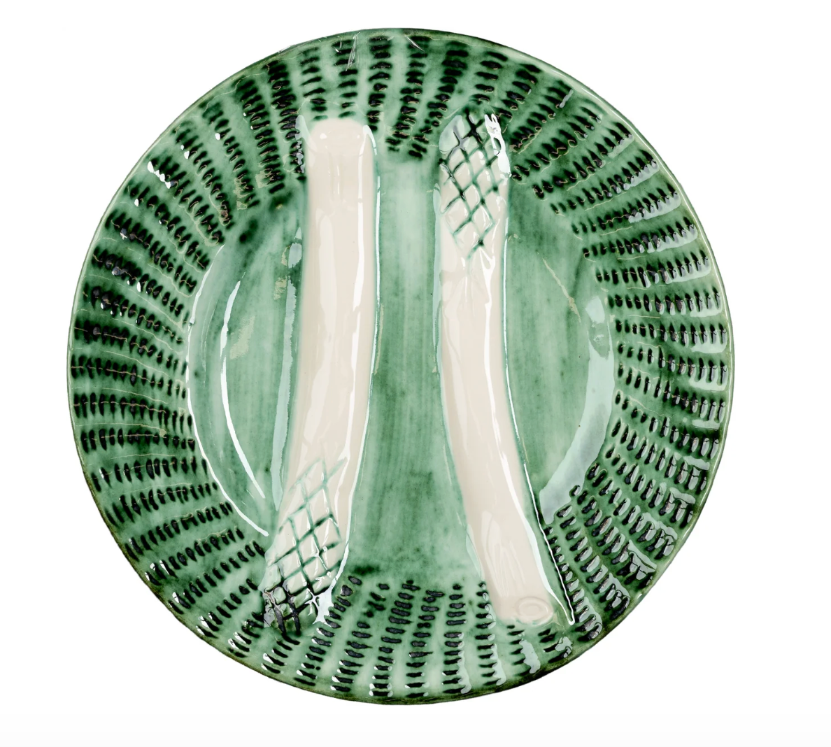 Asparagus Plate, Green with White