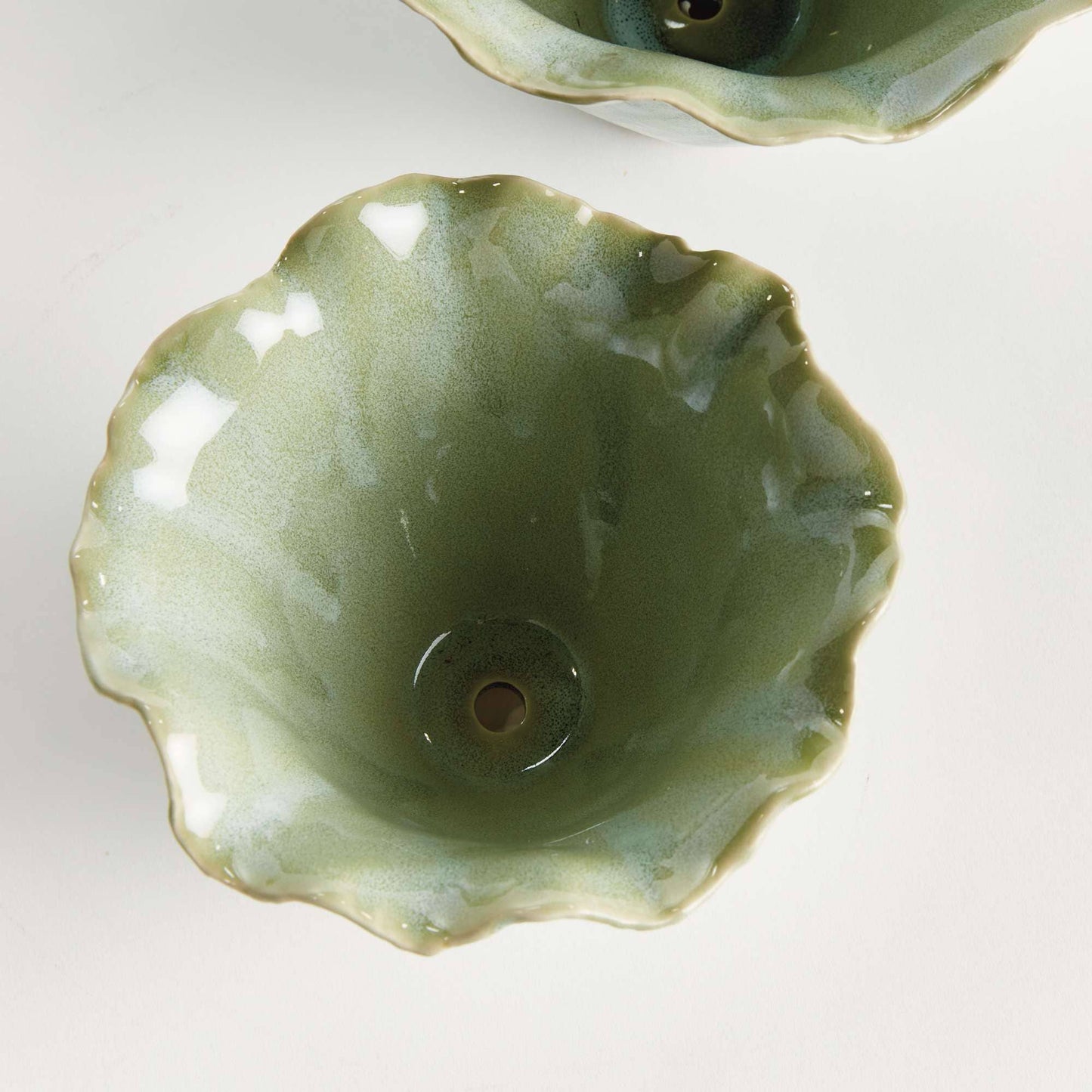 Morgan Pots, 2pc - Seafoam Ceramic Planters with Drain Hole