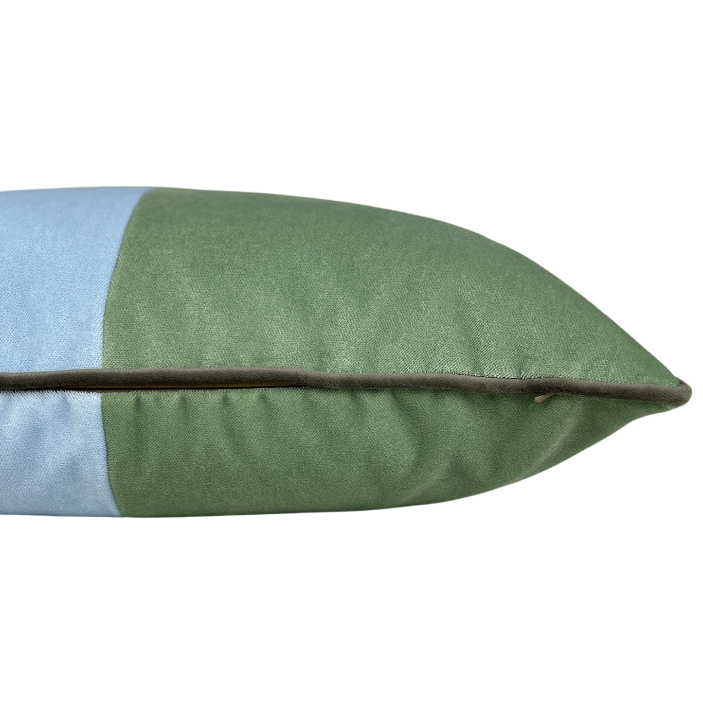 Andrews Meadow Green and Chambray Blue Velvet Throw Pillow