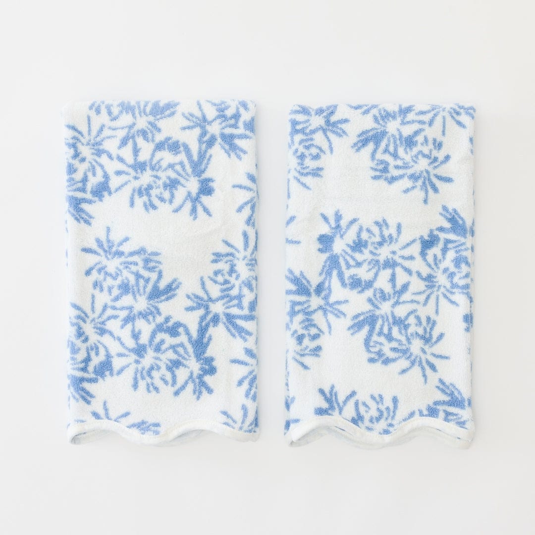 Meg Braff x Weezie Scallop Hand Towels (Pair) - Cornflower