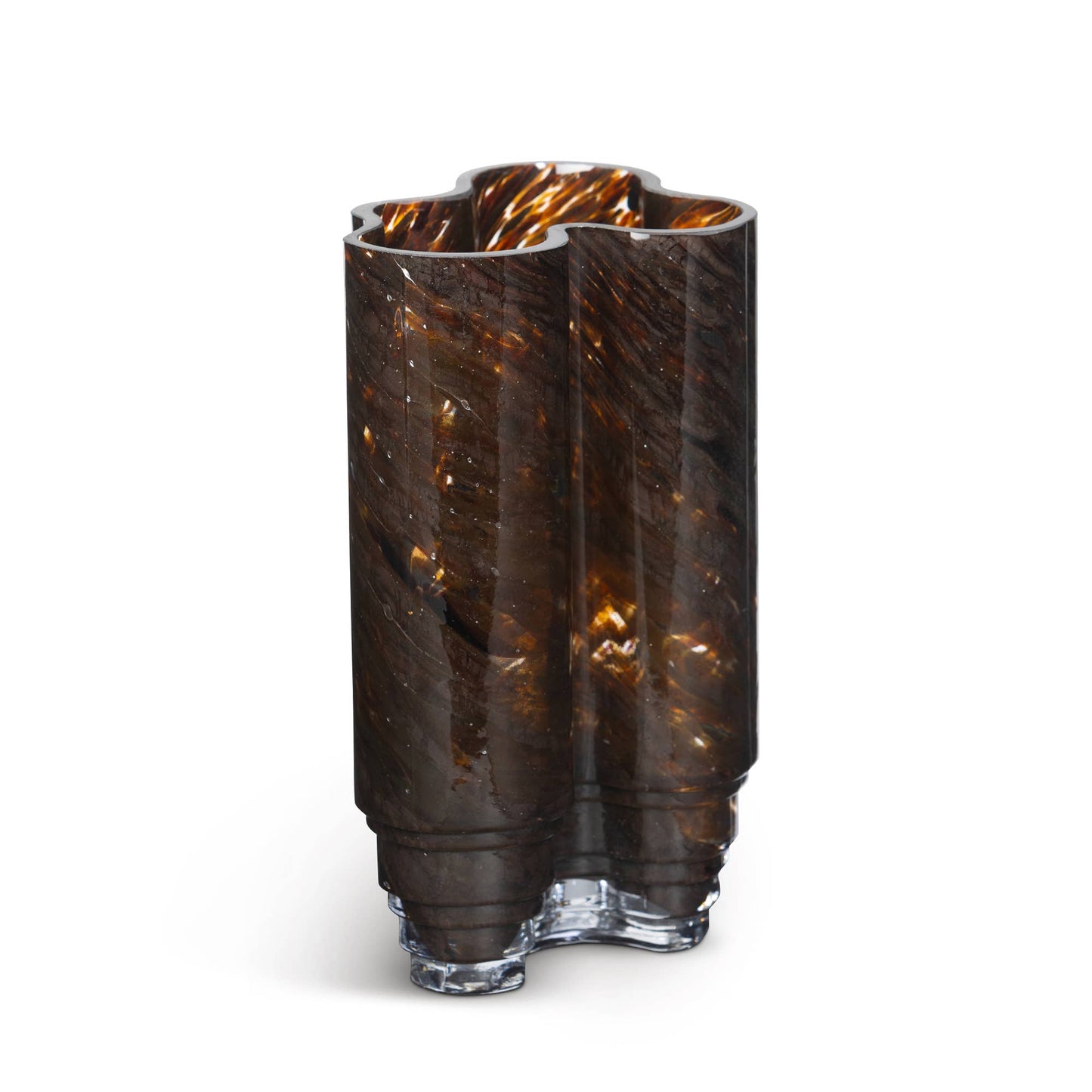 Clover Glass Vase, Tortoise, Large