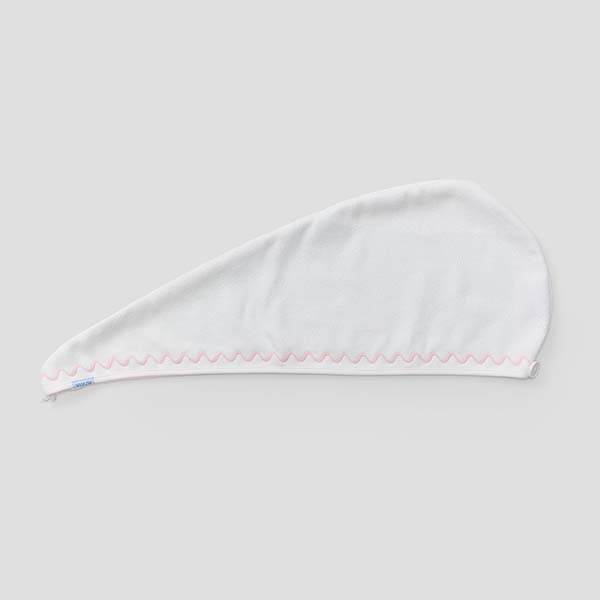 Weezie Hair Towel - Light Pink Embroidered Wave