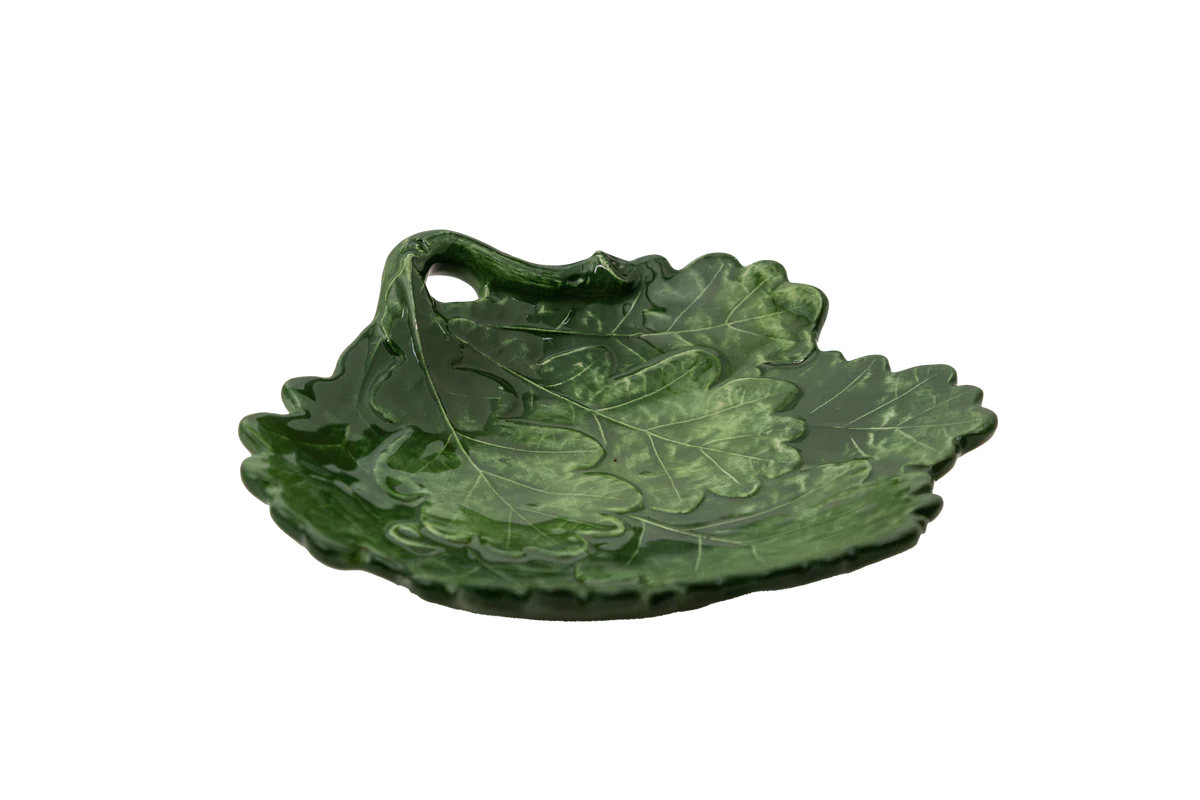 Compagnia Leaf Plate, Green Oak Leaves