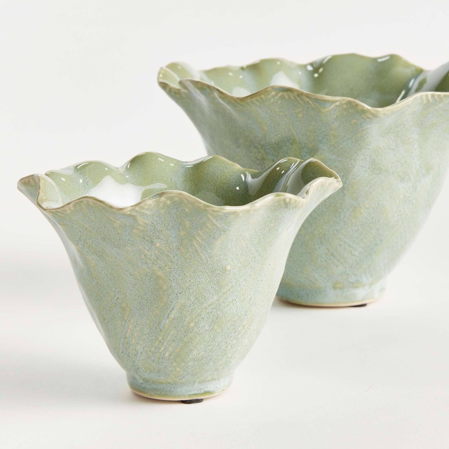 Morgan Pots, 2pc - Seafoam Ceramic Planters with Drain Hole