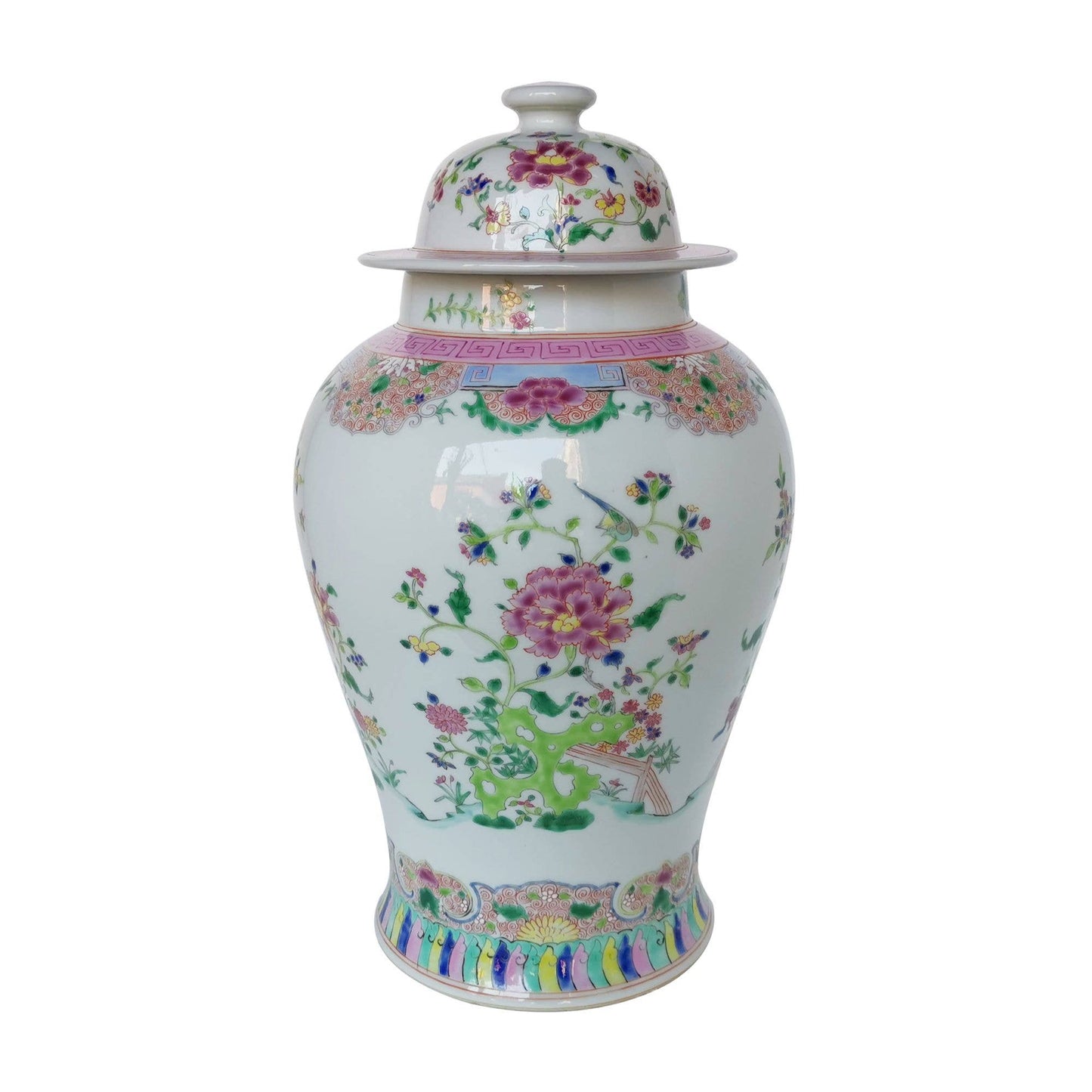 Chinoiserie Floral Temple Jar Multi-colored