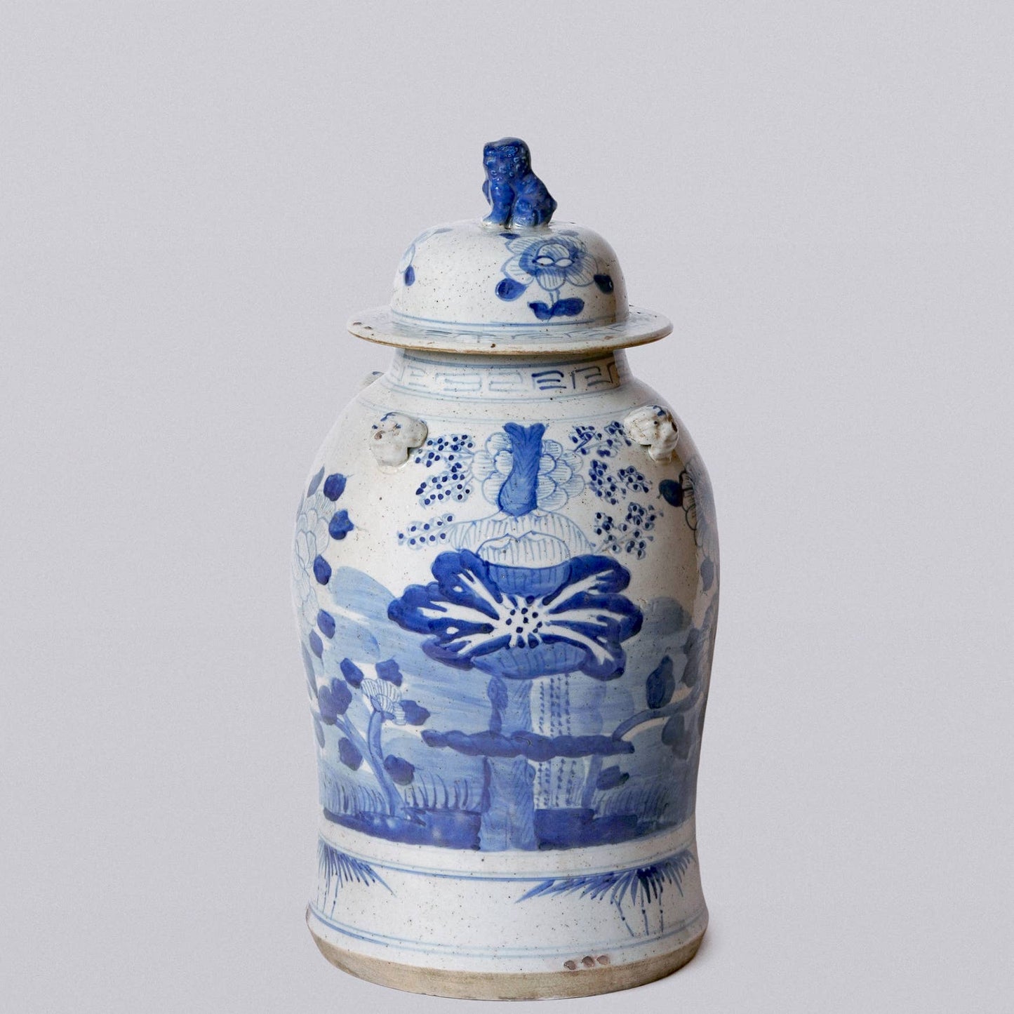 Blue and White Four Seasons Porcelain Temple Jar