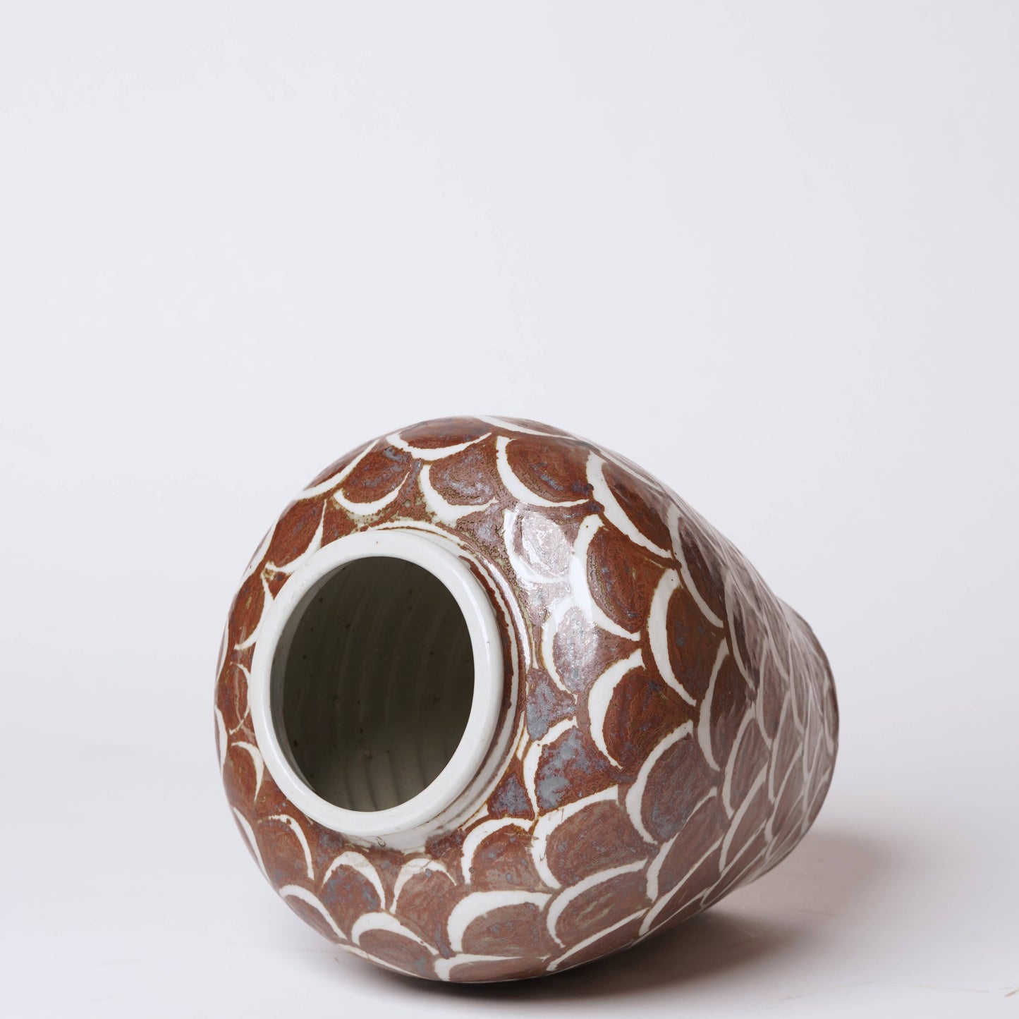Rustic Copper Glazed Dragon Scale Porcelain Pot