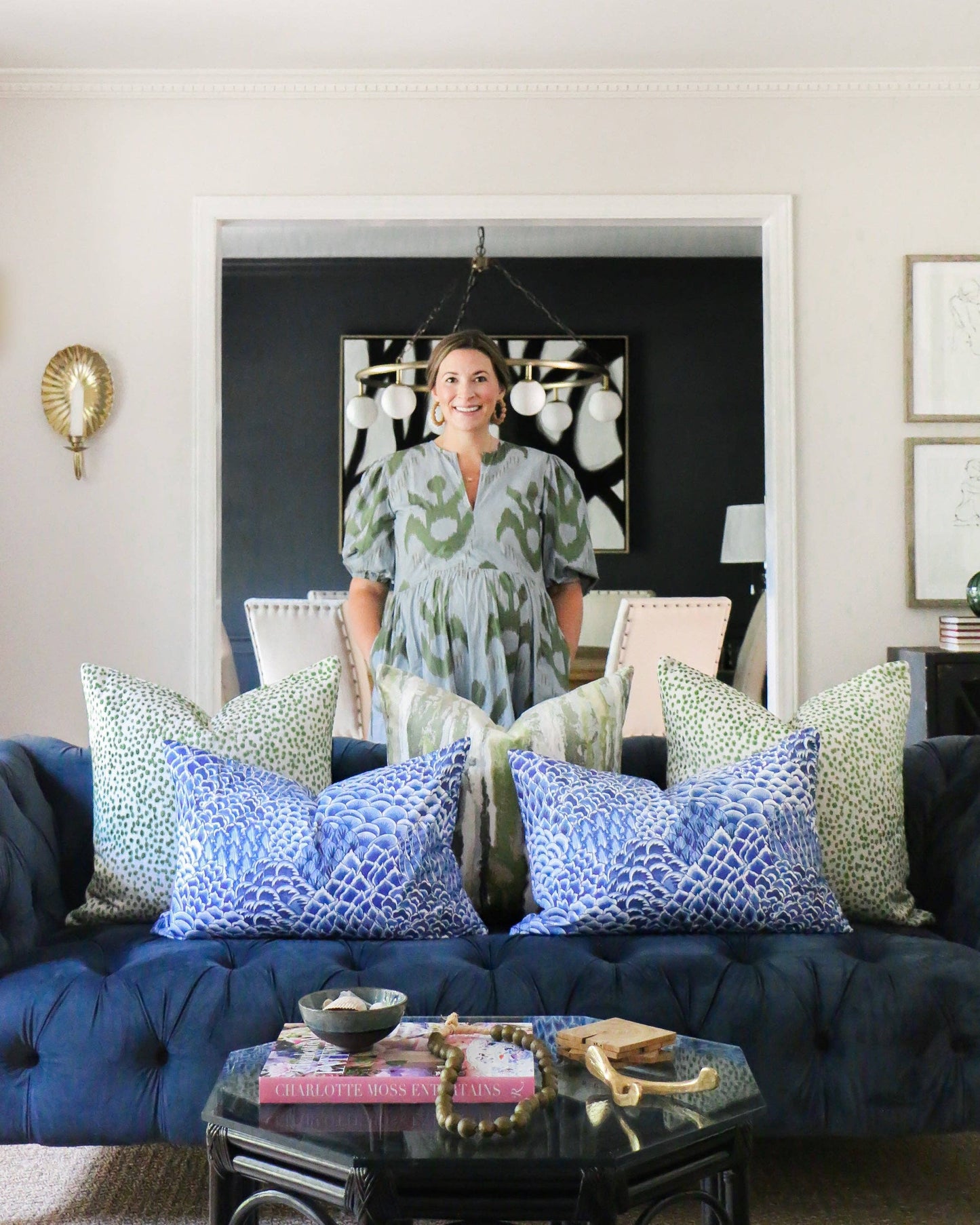 Layla Blue Artichoke Pattern Throw Pillow