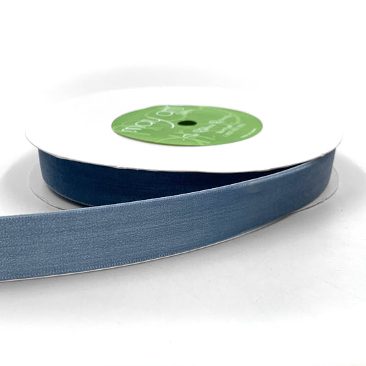 3/4" Blue Grey Classic Woven Velvet Ribbon