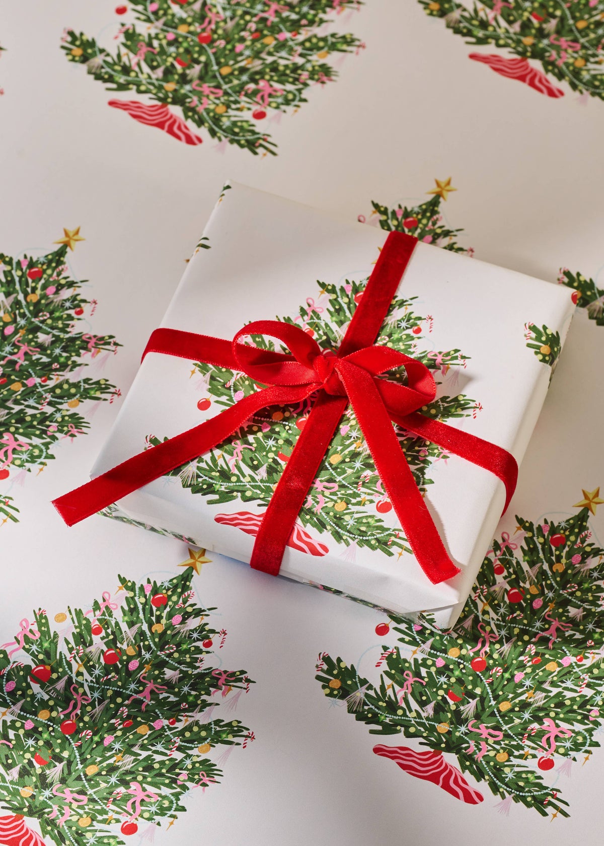 Christmas Tree Toffee Stripe Double Sided Wrap | 3 Sheets