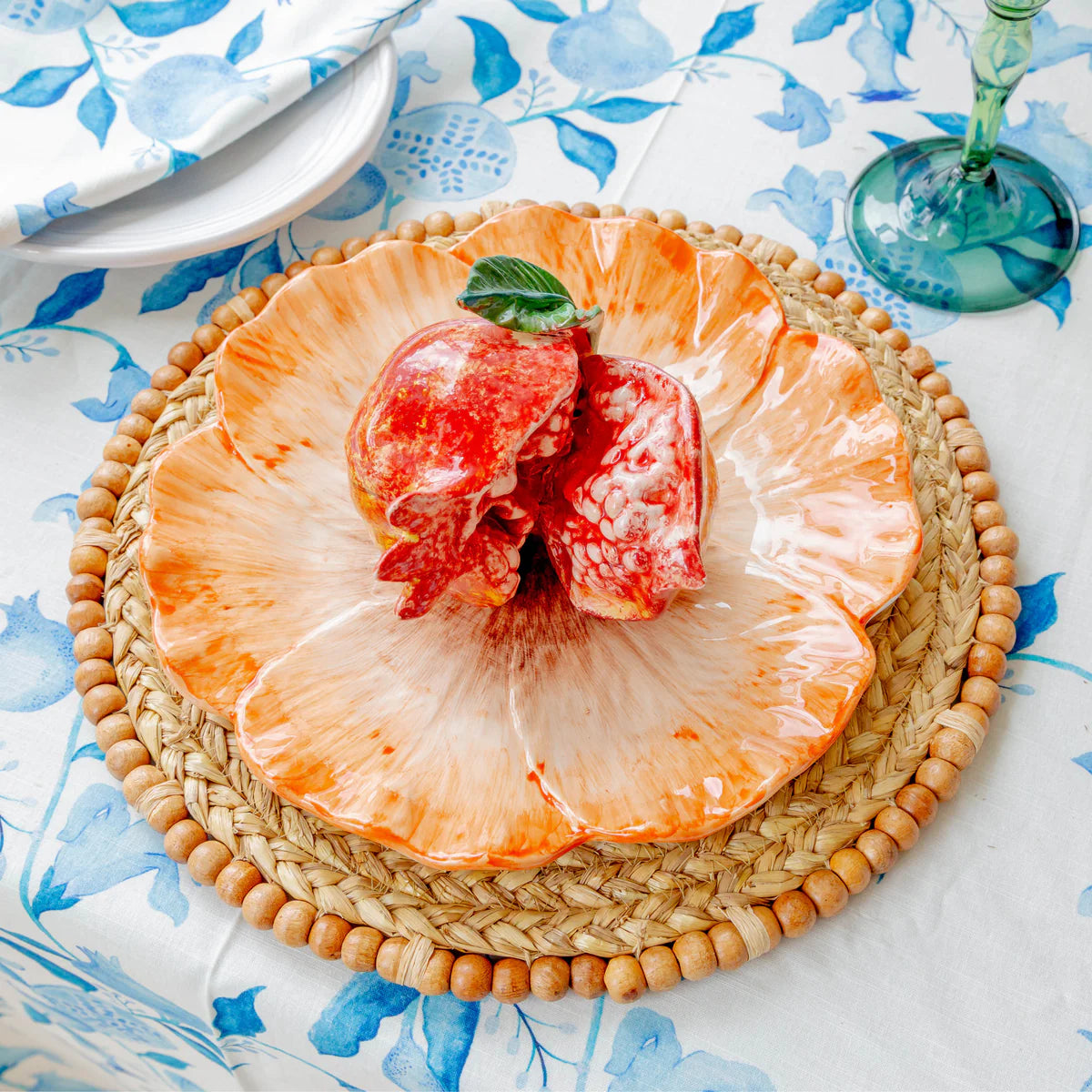 Elisabetta Flower Dinner Plate, Orange