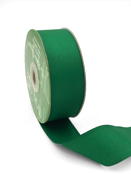 1.5" Green Woven Grosgrain Ribbon