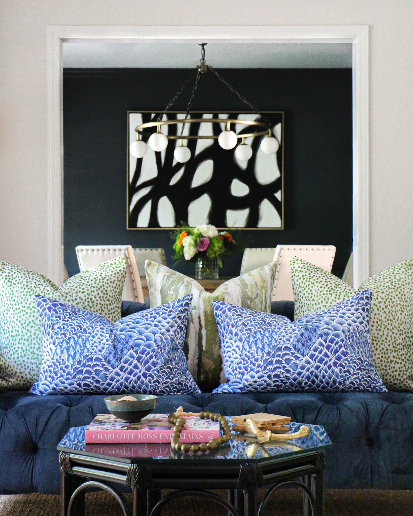 Layla Blue Artichoke Pattern Throw Pillow