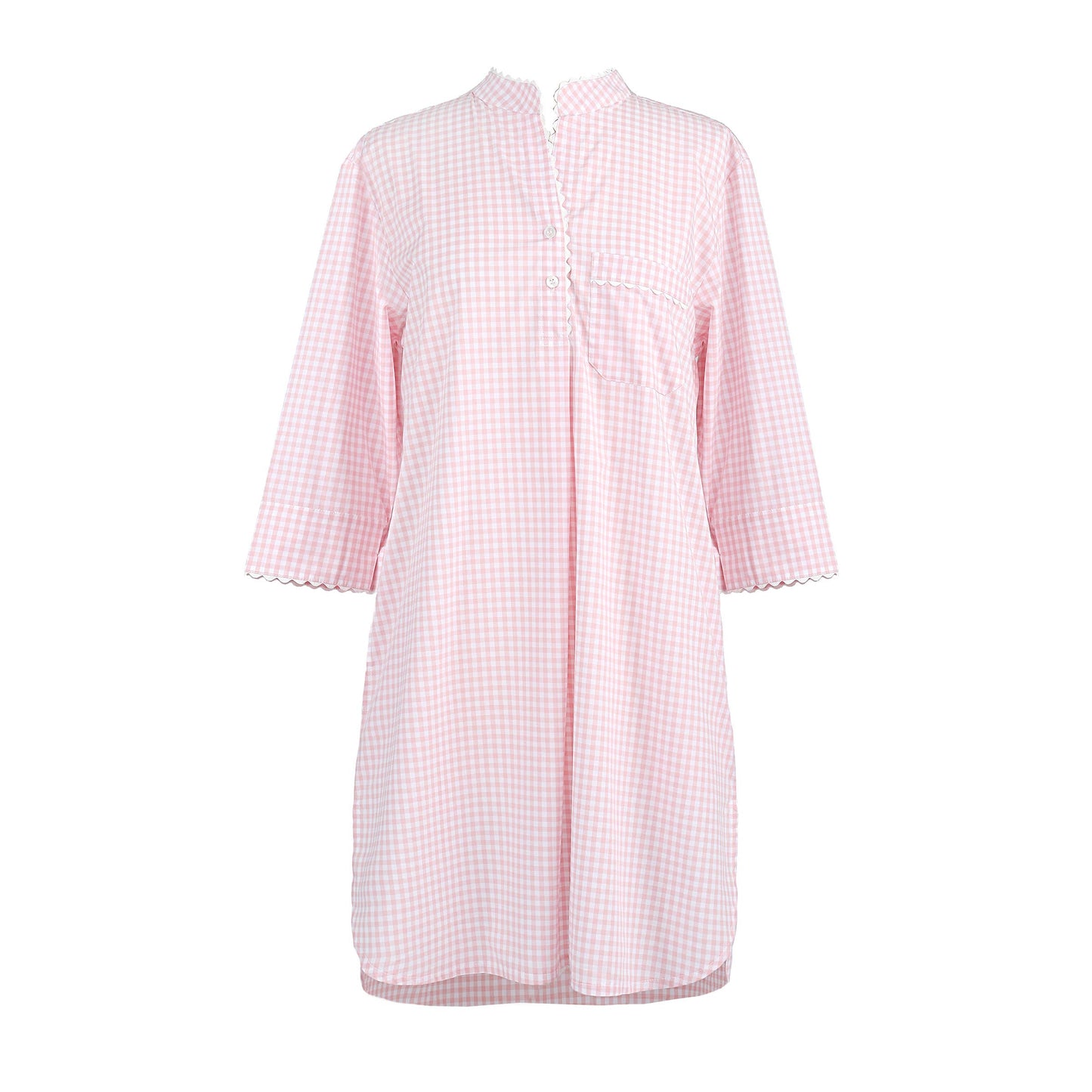 Gingham Nightshirt with Ric Rac Trim