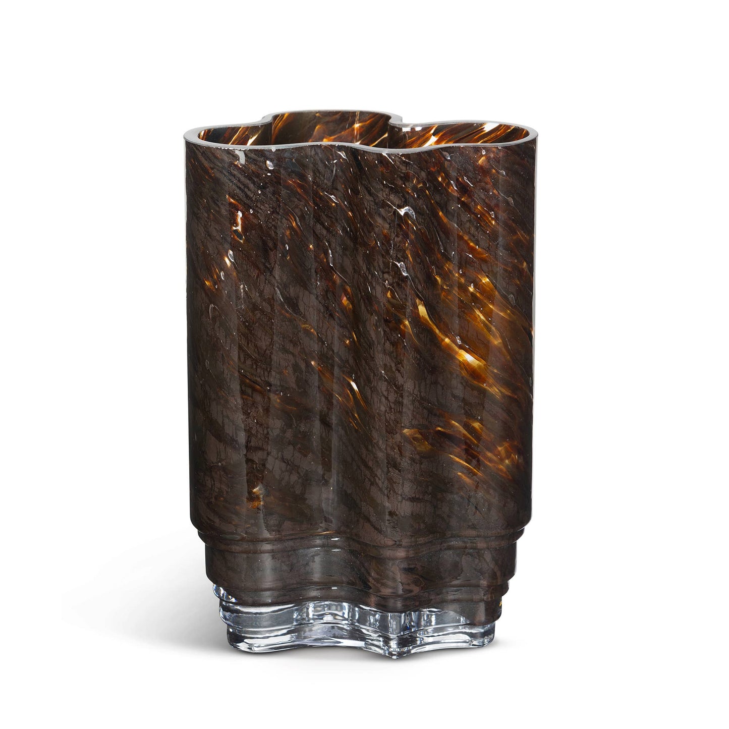 Clover Glass Vase, Tortoise, Large