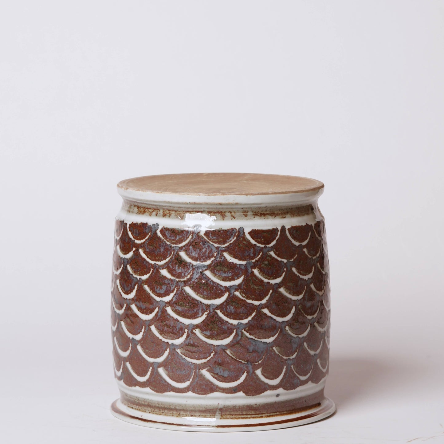 Rustic Copper Glazed Dragon Scale Porcelain Cachepot