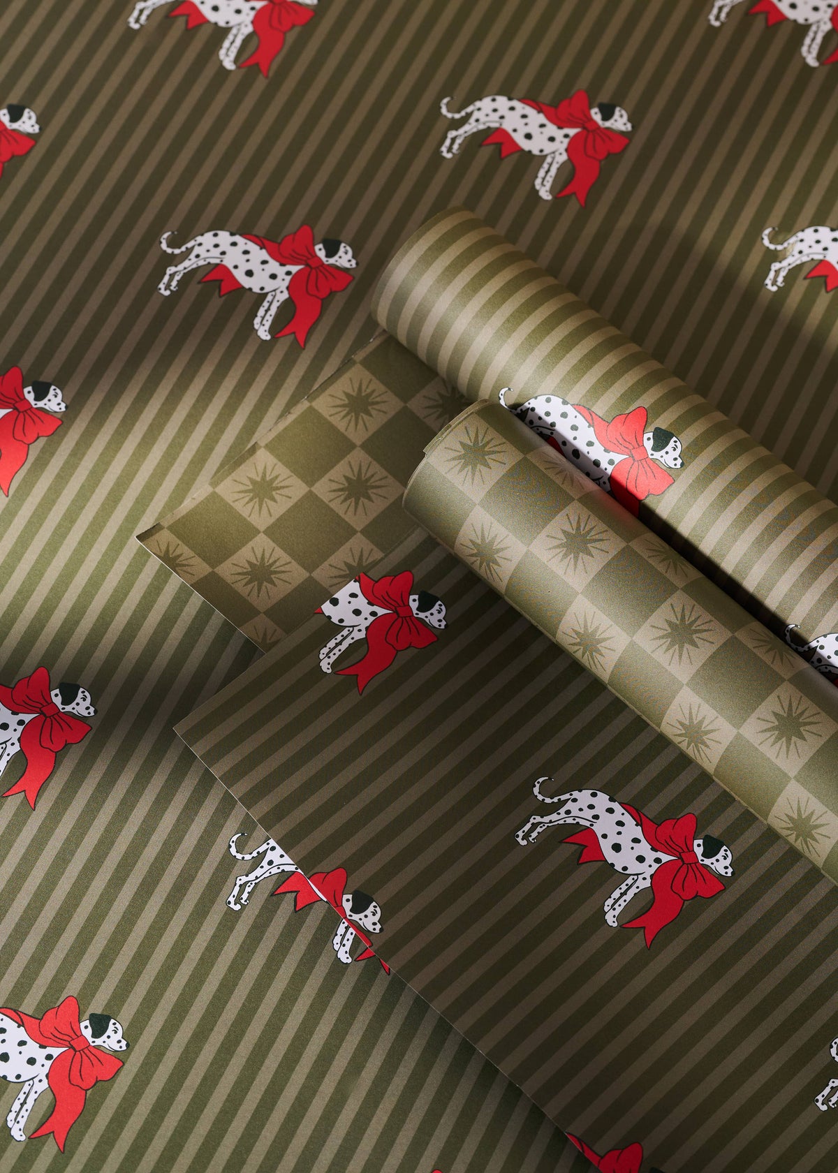 Dalmatian and Star Checked Double Sided Gift Wrap | 3 Sheets