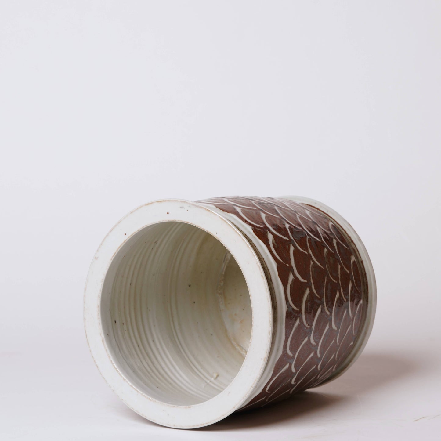Rustic Copper Glazed Dragon Scale Porcelain Cachepot