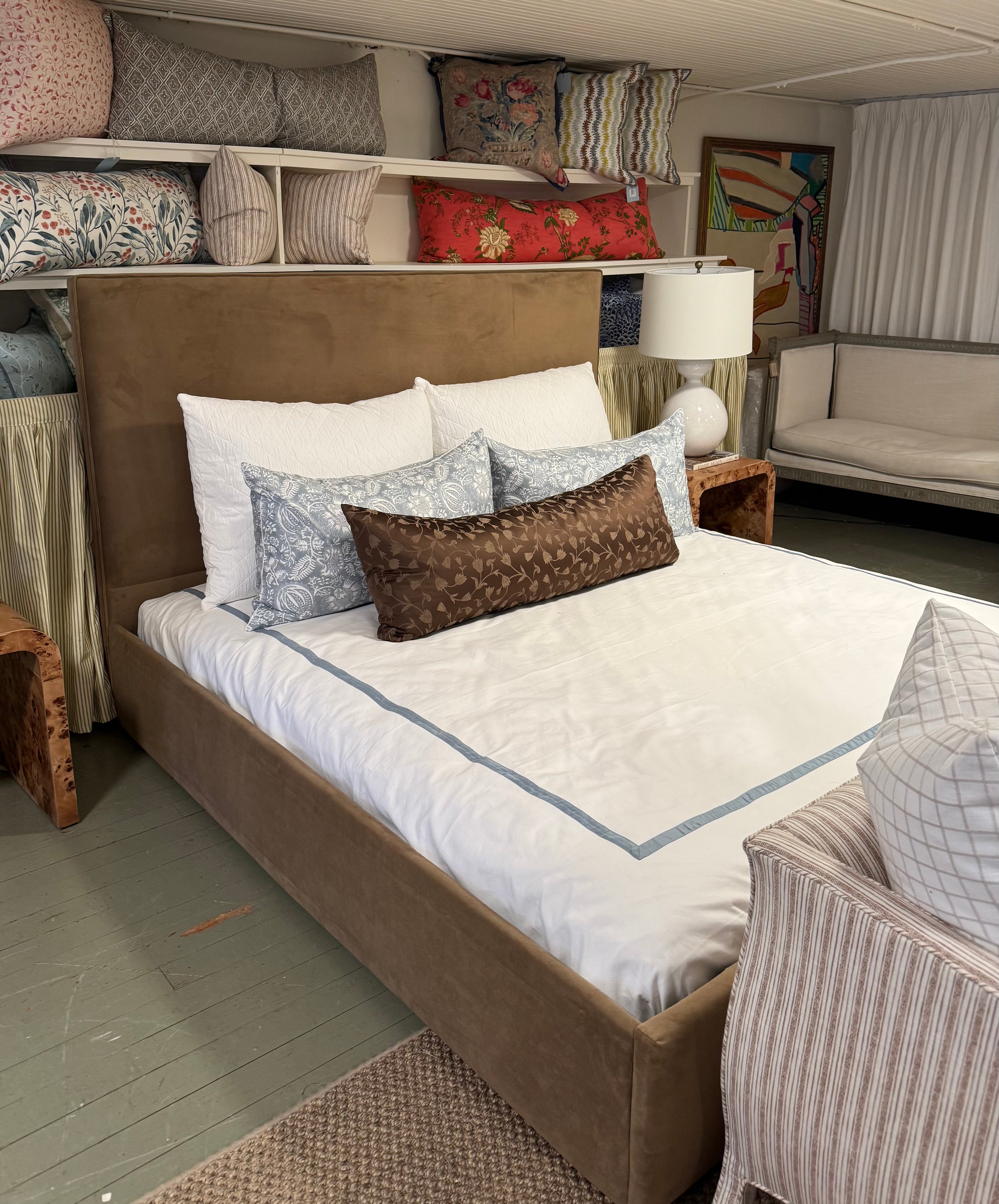 Brown Upholstered King Bed