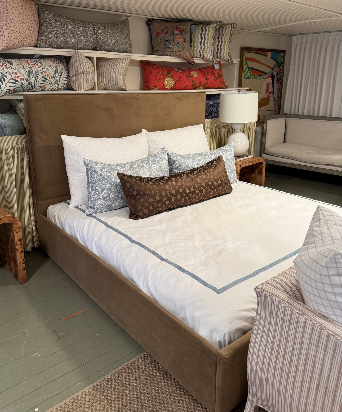 Brown Upholstered King Bed