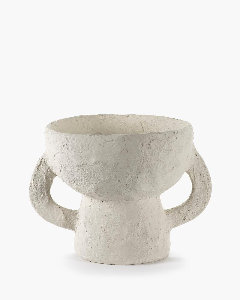 VASE S WHITE EARTH HANDLE