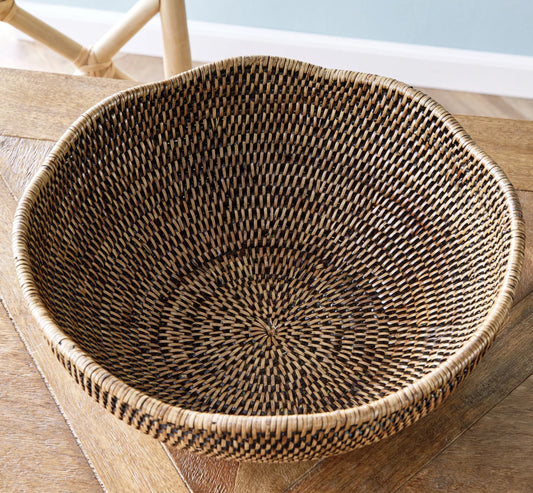 Burma Rattan Scalloped Edge Bowl