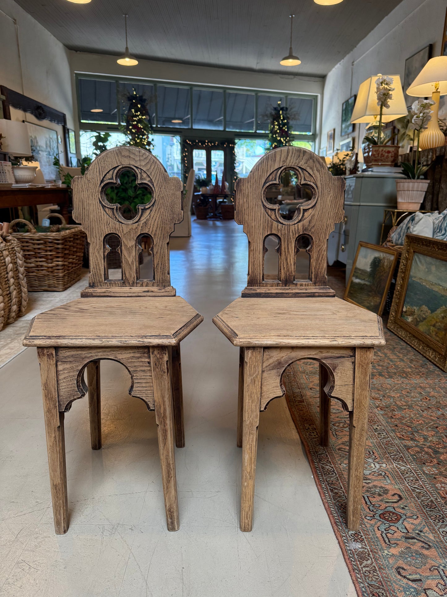 Antique Quatrefoil Wooden Stool