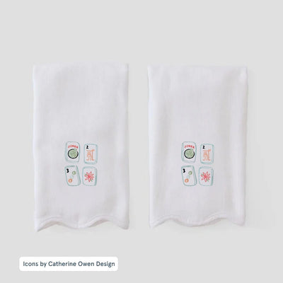 Mahjong Tiles Scalloped Powder Bath Towels (Pair)