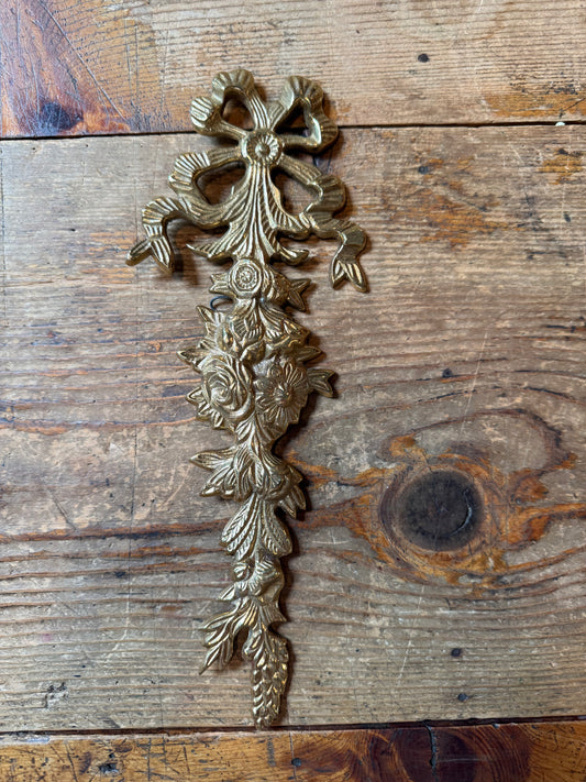 Vintage Bow and Flower Brass Wall Hang
