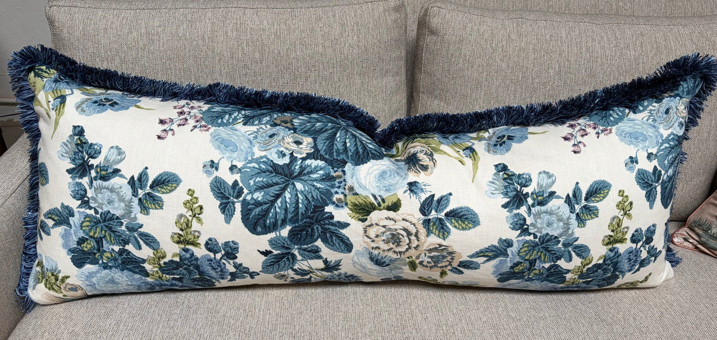 Blue Floral Lumbar Pillow