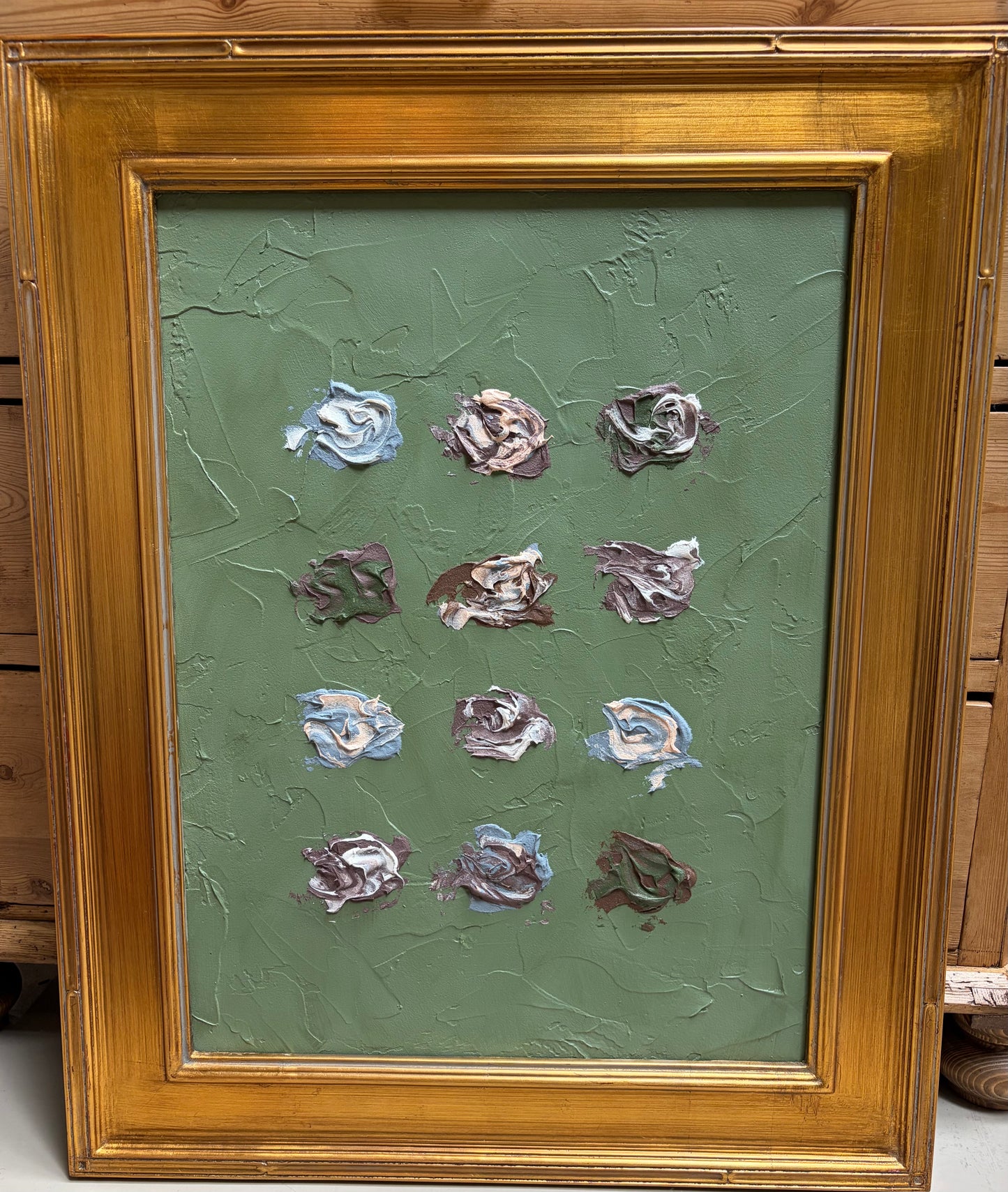 Green Framed Abstract Art 30" X 25"
