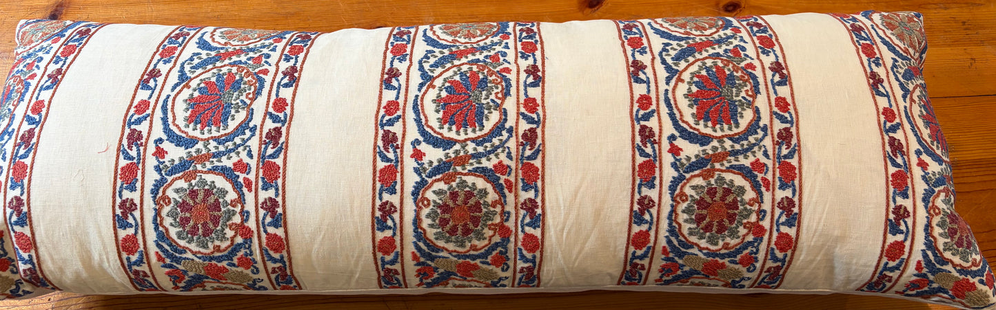 Blue and Orange Floral Lumbar Pillow