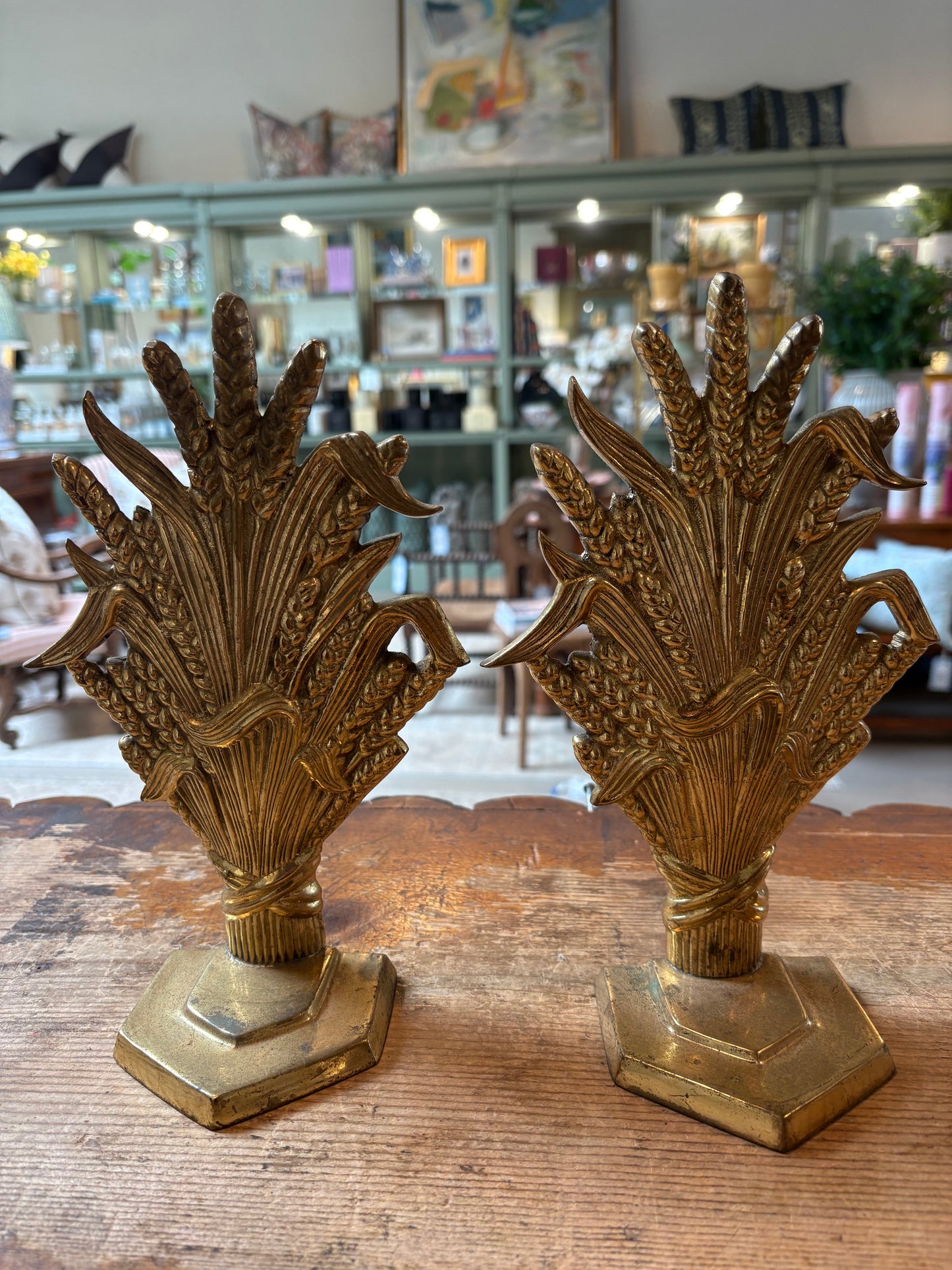Brass Wheat Bookends