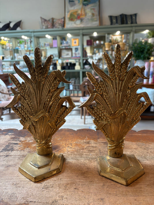 Brass Wheat Bookends
