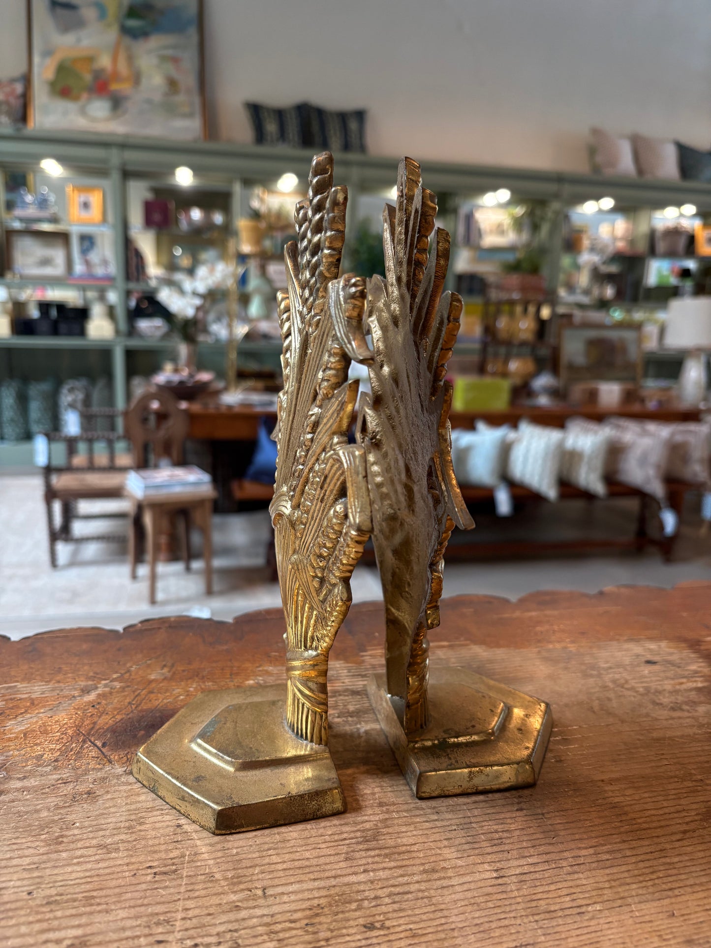 Brass Wheat Bookends
