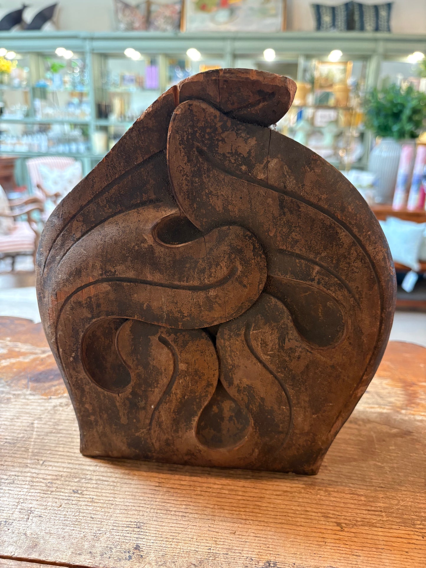 Antiqued Carved Wood