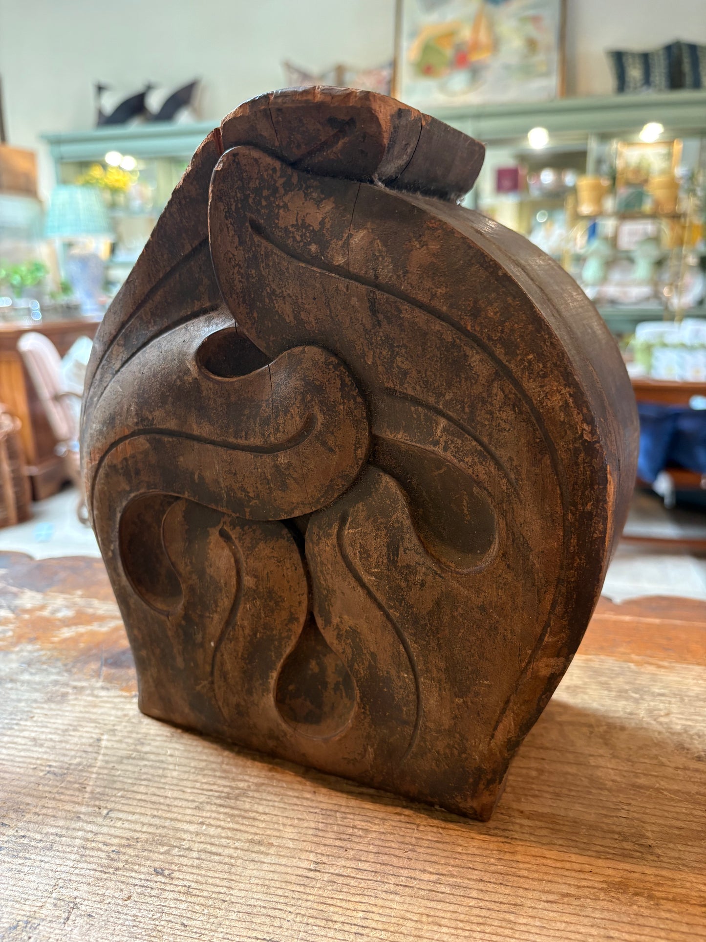 Antiqued Carved Wood