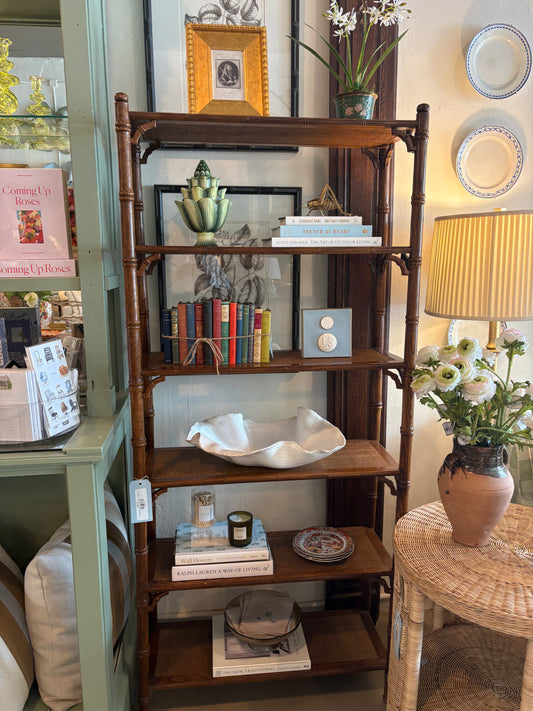 Vintage Faux Bamboo Wood Chino. Etagere