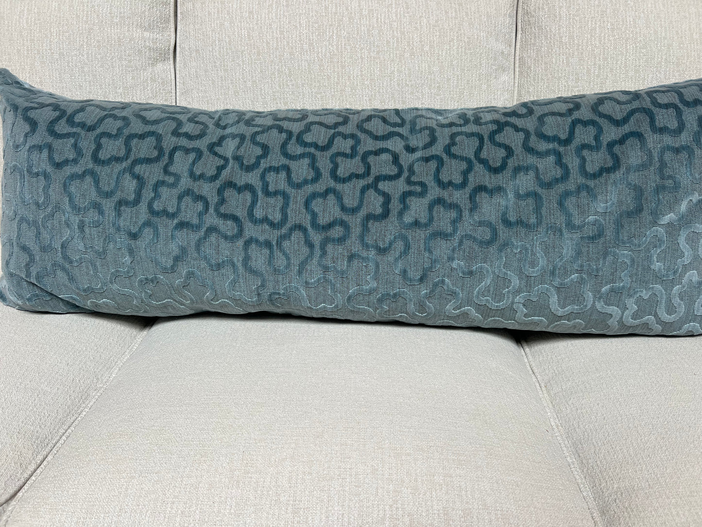 Two Tone Blue Velvet Lumbar Pillow