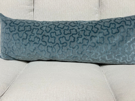Two Tone Blue Velvet Lumbar Pillow