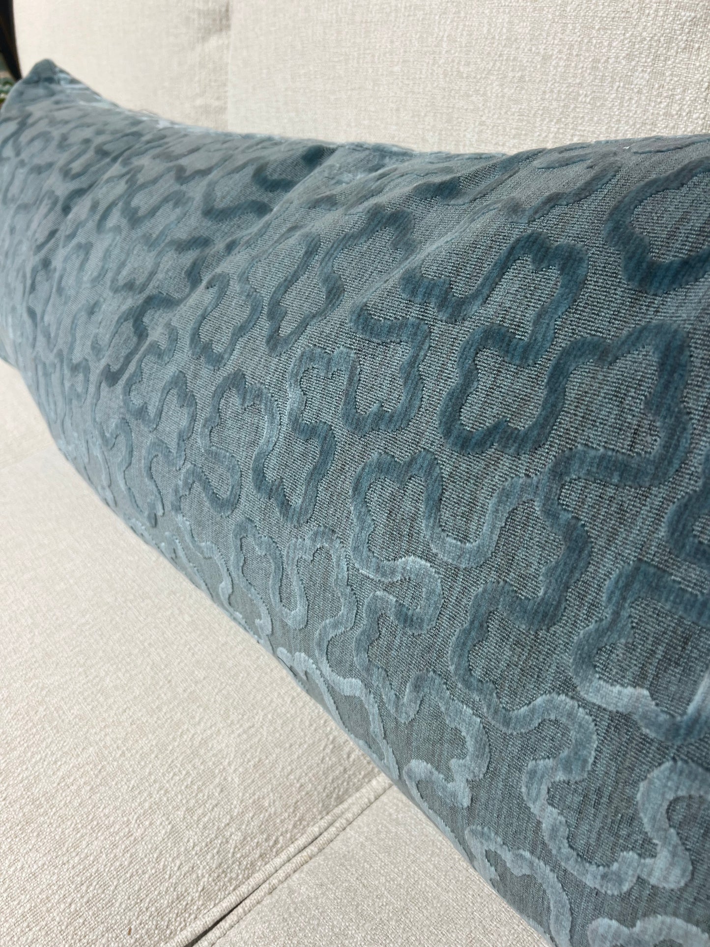 Two Tone Blue Velvet Lumbar Pillow