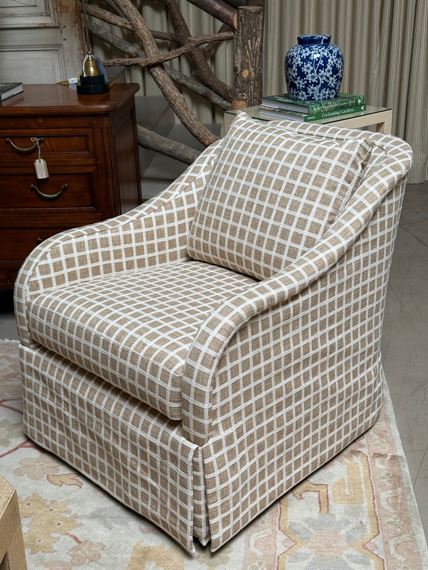 Marcel Skirted Swivel Chair
